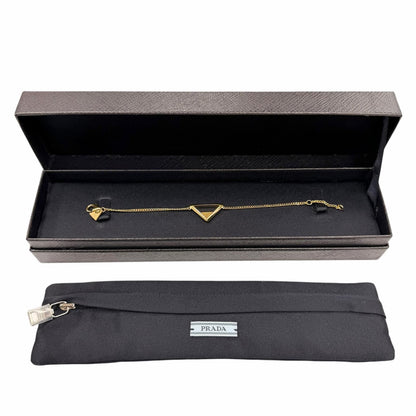 Prada Metal Bracelet Triangle Logo Chain Gold — view 2