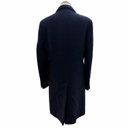 Hermes Wool Lining Logo Pattern Single Chesterfield Coat Navy 50 Hanger — view 4