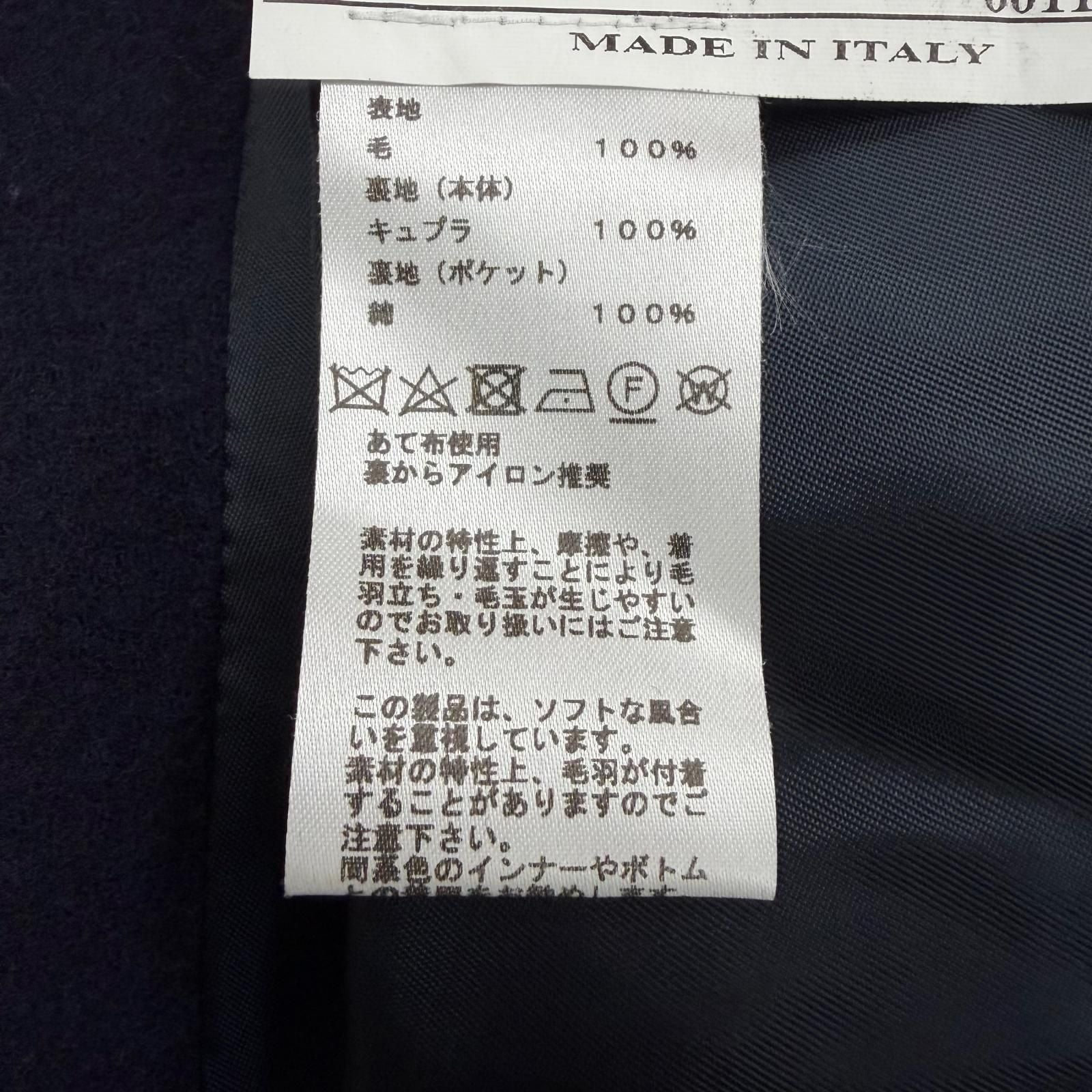 Hermes Wool Lining Logo Pattern Single Chesterfield Coat Navy 50 Hanger — view 9