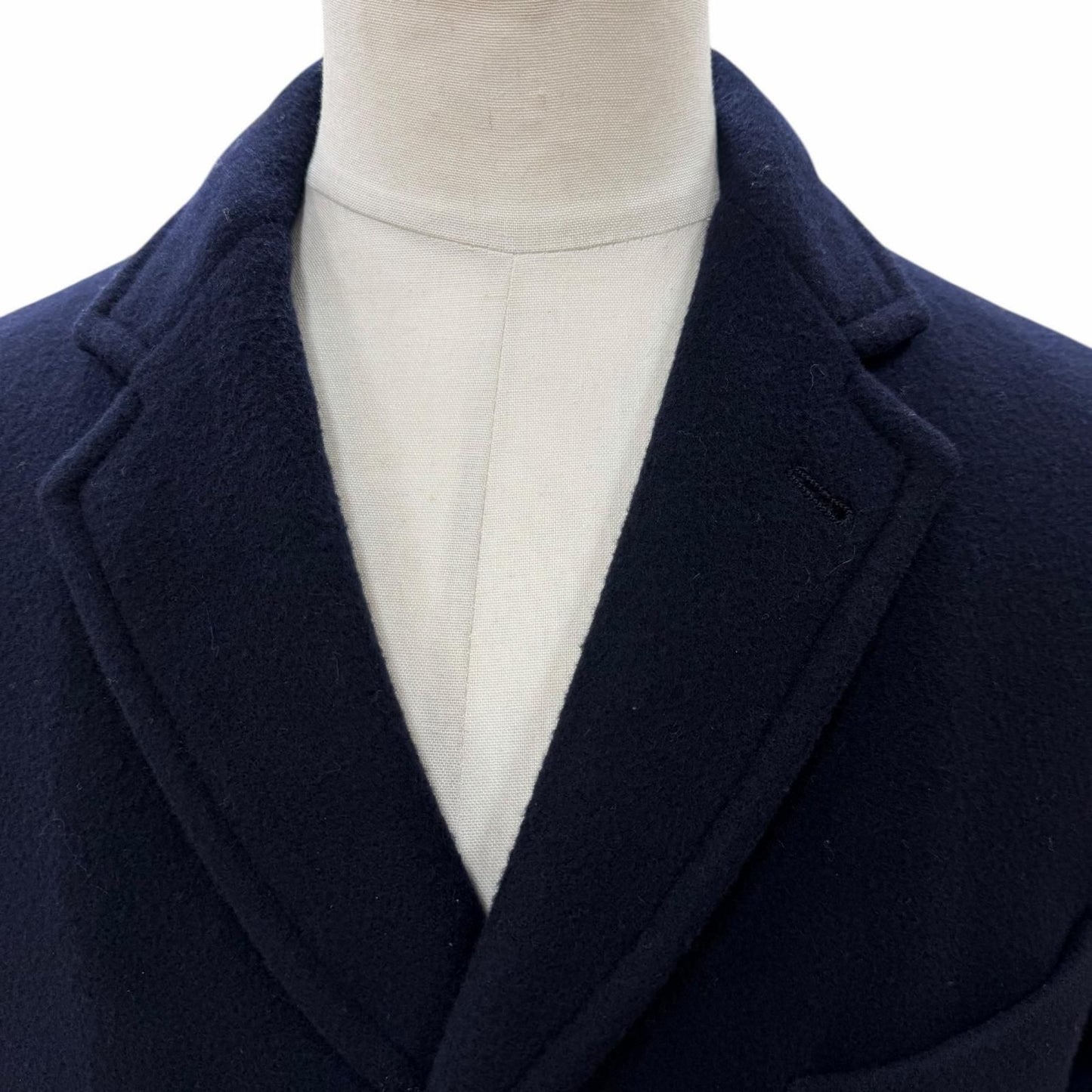 Hermes Wool Lining Logo Pattern Single Chesterfield Coat Navy 50 Hanger — view 2