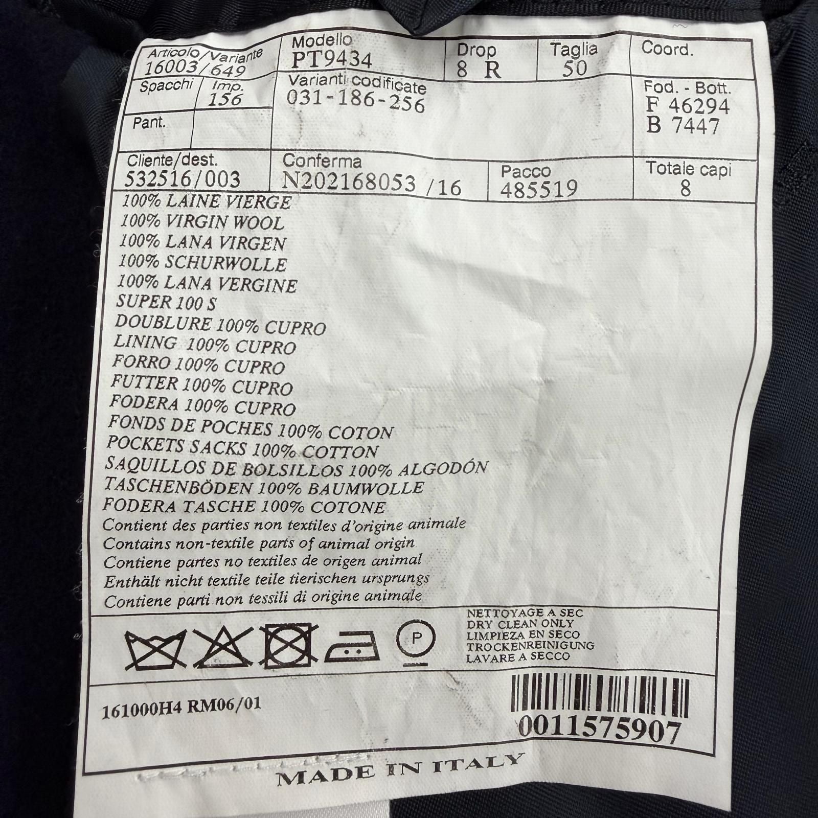 Hermes Wool Lining Logo Pattern Single Chesterfield Coat Navy 50 Hanger — view 8
