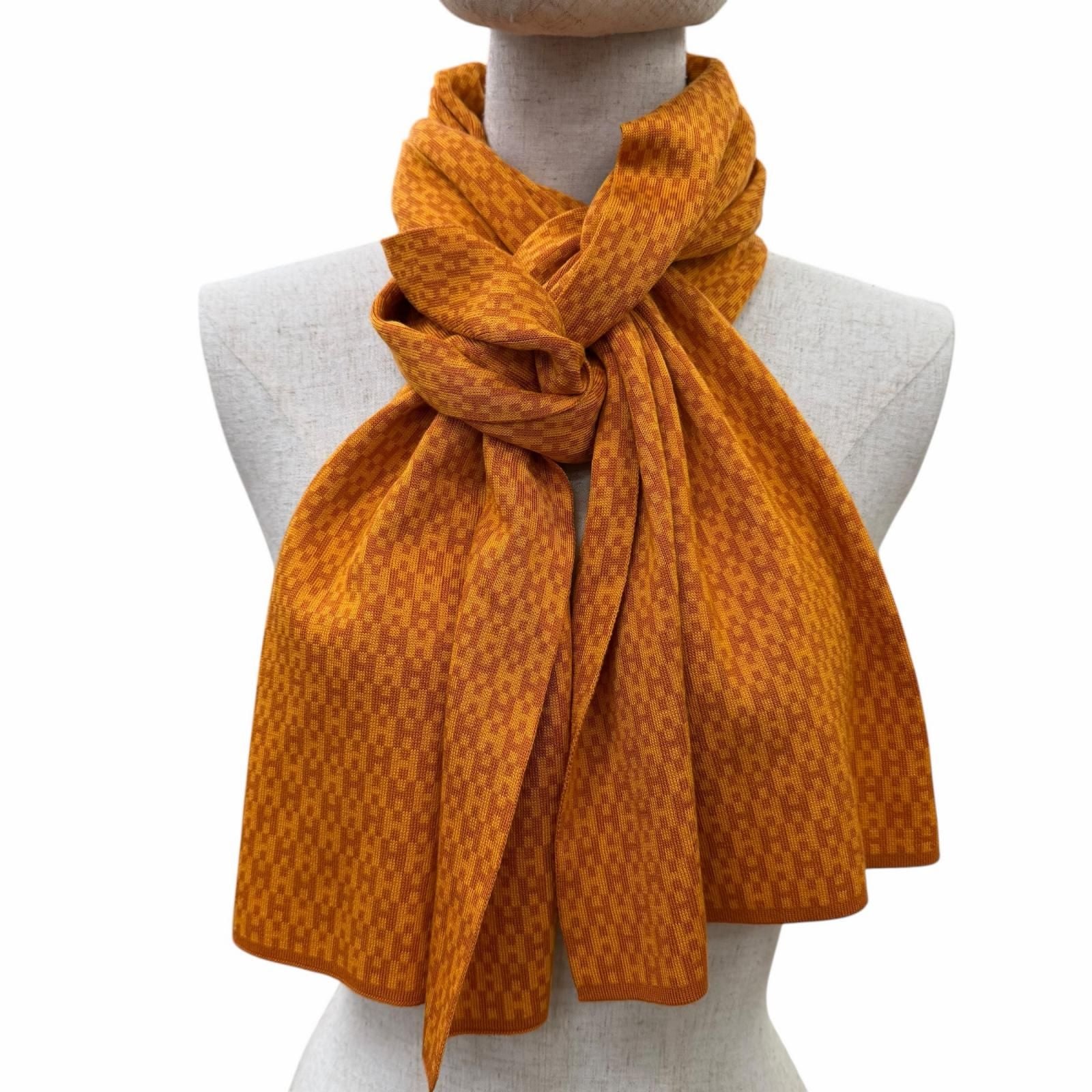 Hermes Vintage Silk 100% Pattern Scarf Orange — view 4