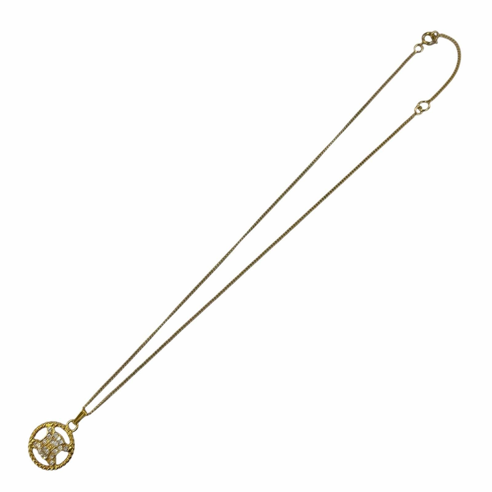 Celine Vintage Triomphe Blason Rhinestone Necklace Gold — view 3