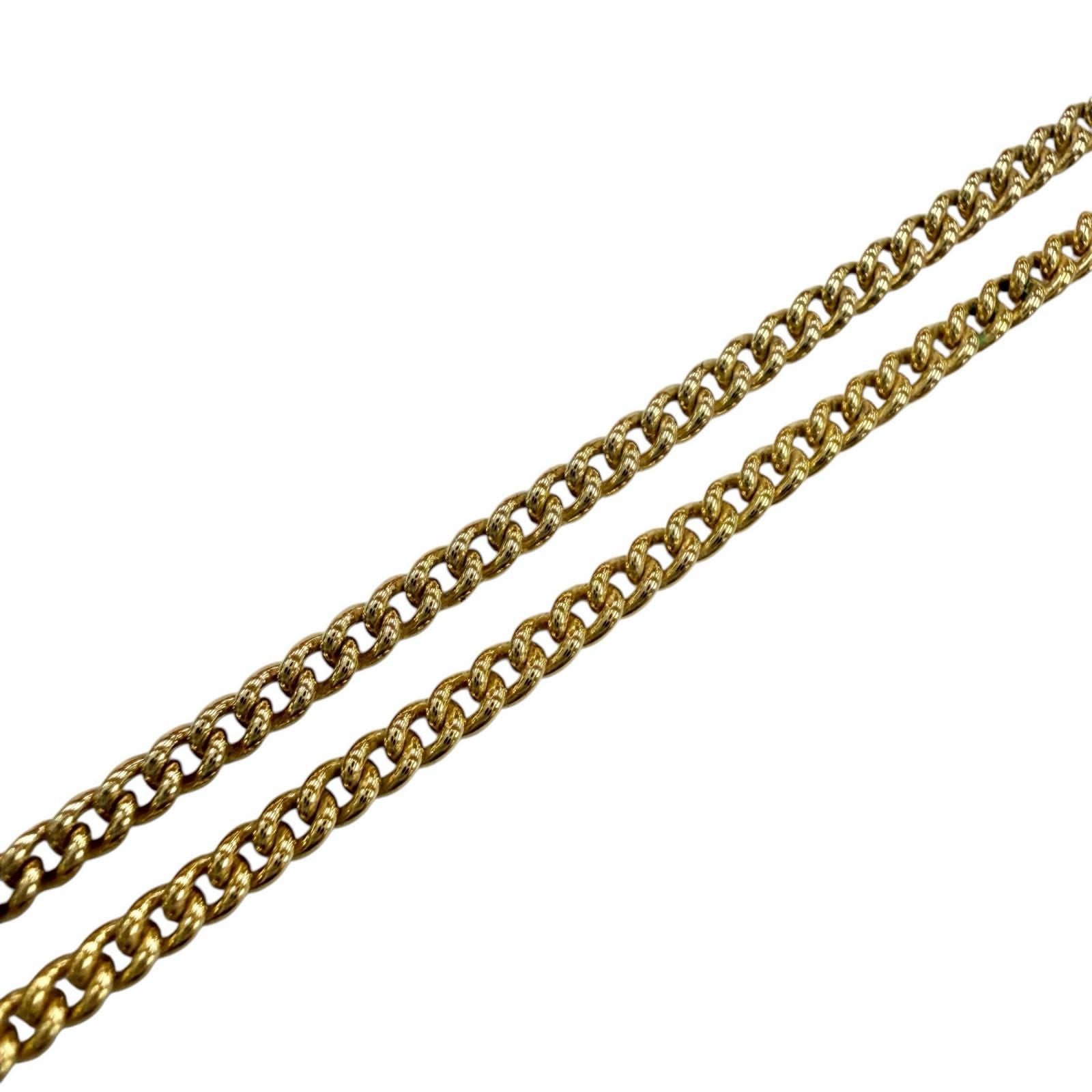 Celine Vintage Triomphe Blason Rhinestone Necklace Gold — view 4
