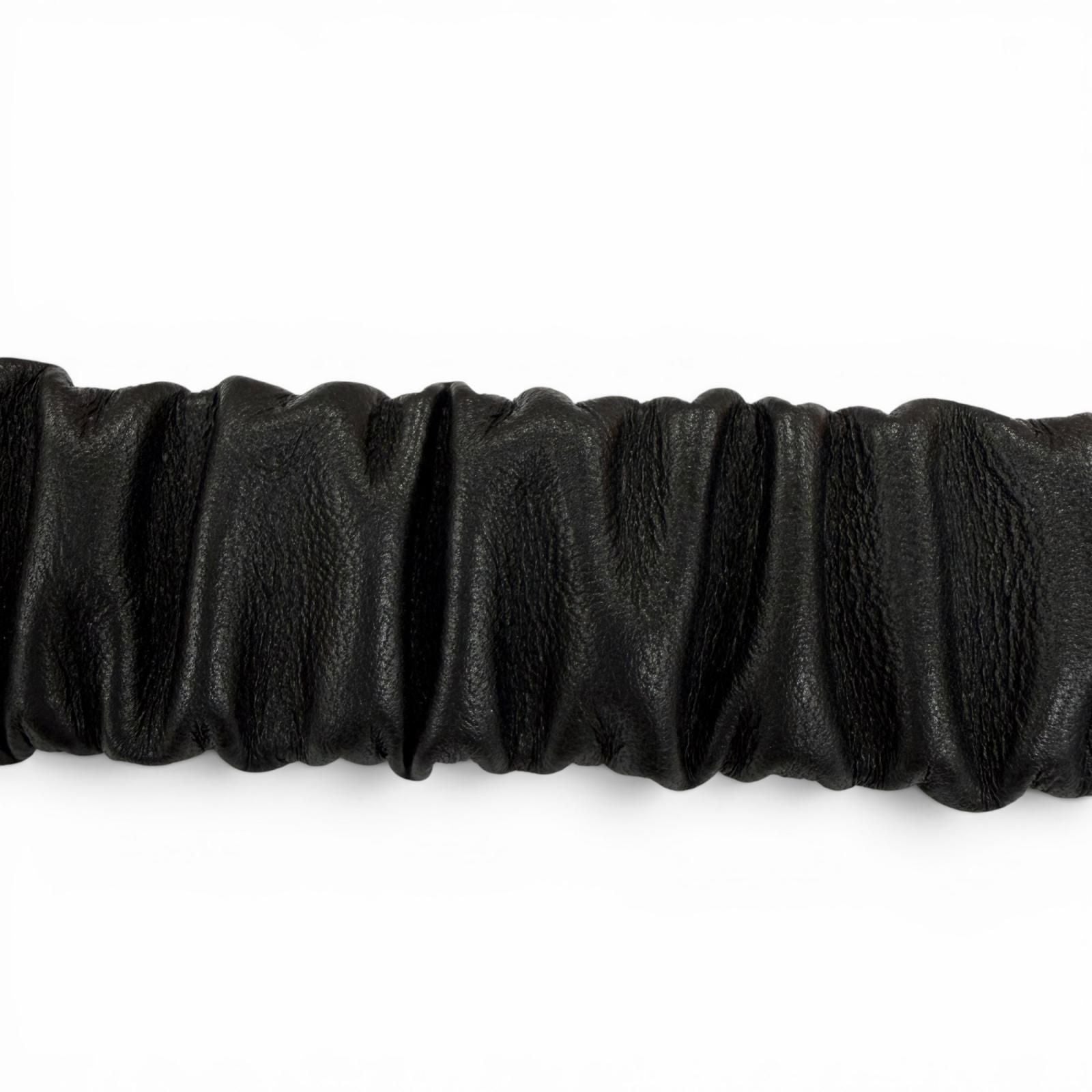 Chanel 21c CC Logo Rhinestone Leather Rubber Belt Black Gold — view 9