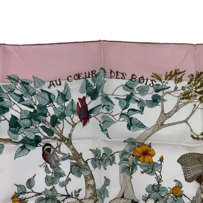 Hermes Carre 90 Coeur Des Bois in the Forest Silk 100% Scarf Pink Multicolor — view 7