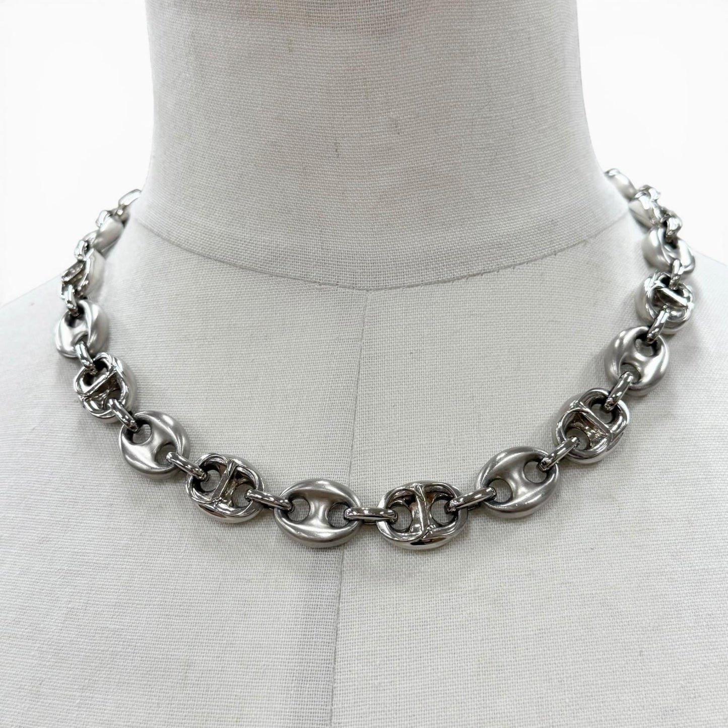 Dior Homme CD Chain Link Necklace Silver Matte — view 2