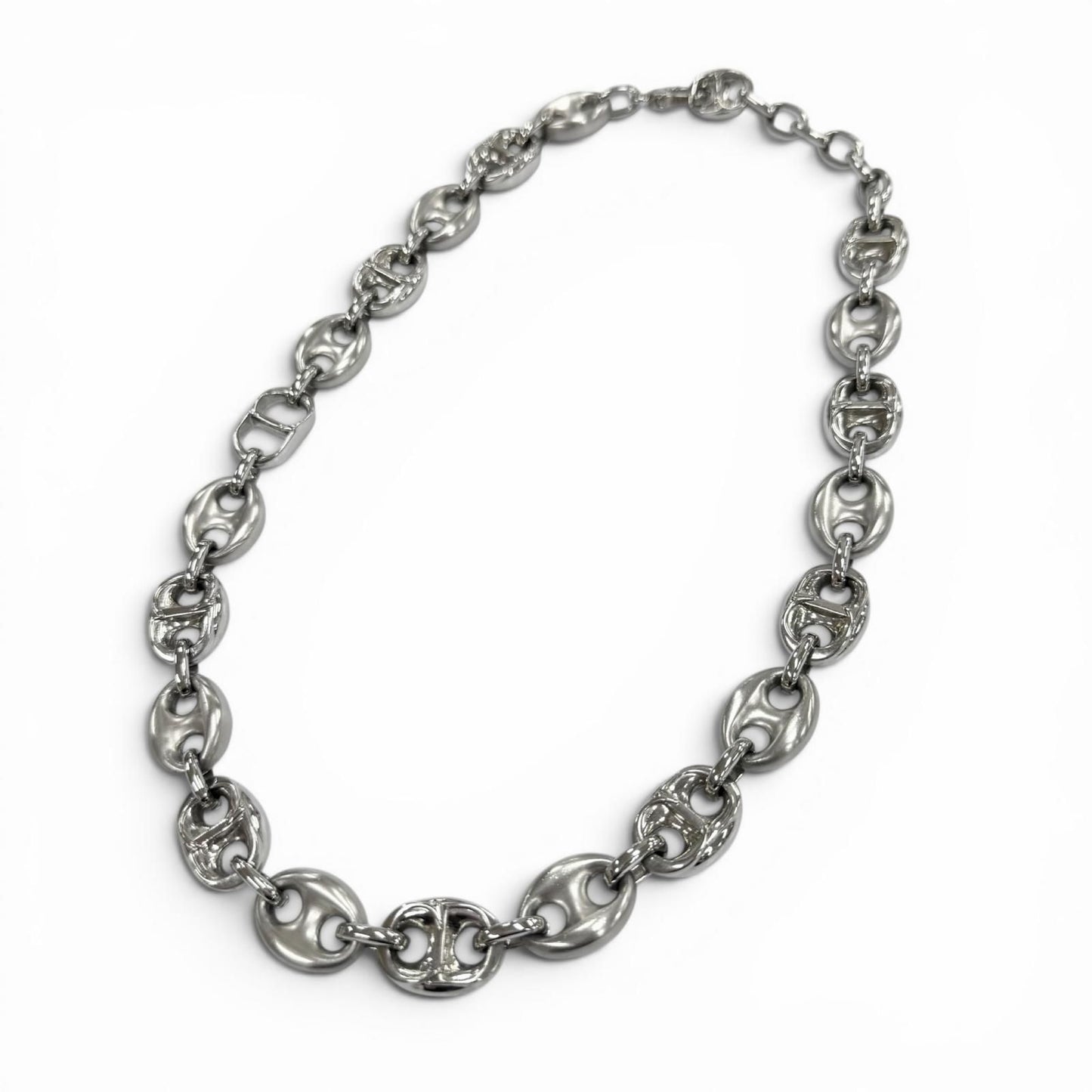 Dior Homme CD Chain Link Necklace Silver Matte — view 3