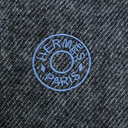 Hermes No 24 Circuit Cashmere Chaine D'ancre Circle Logo Fringe Scarf Shawl Blue — view 5