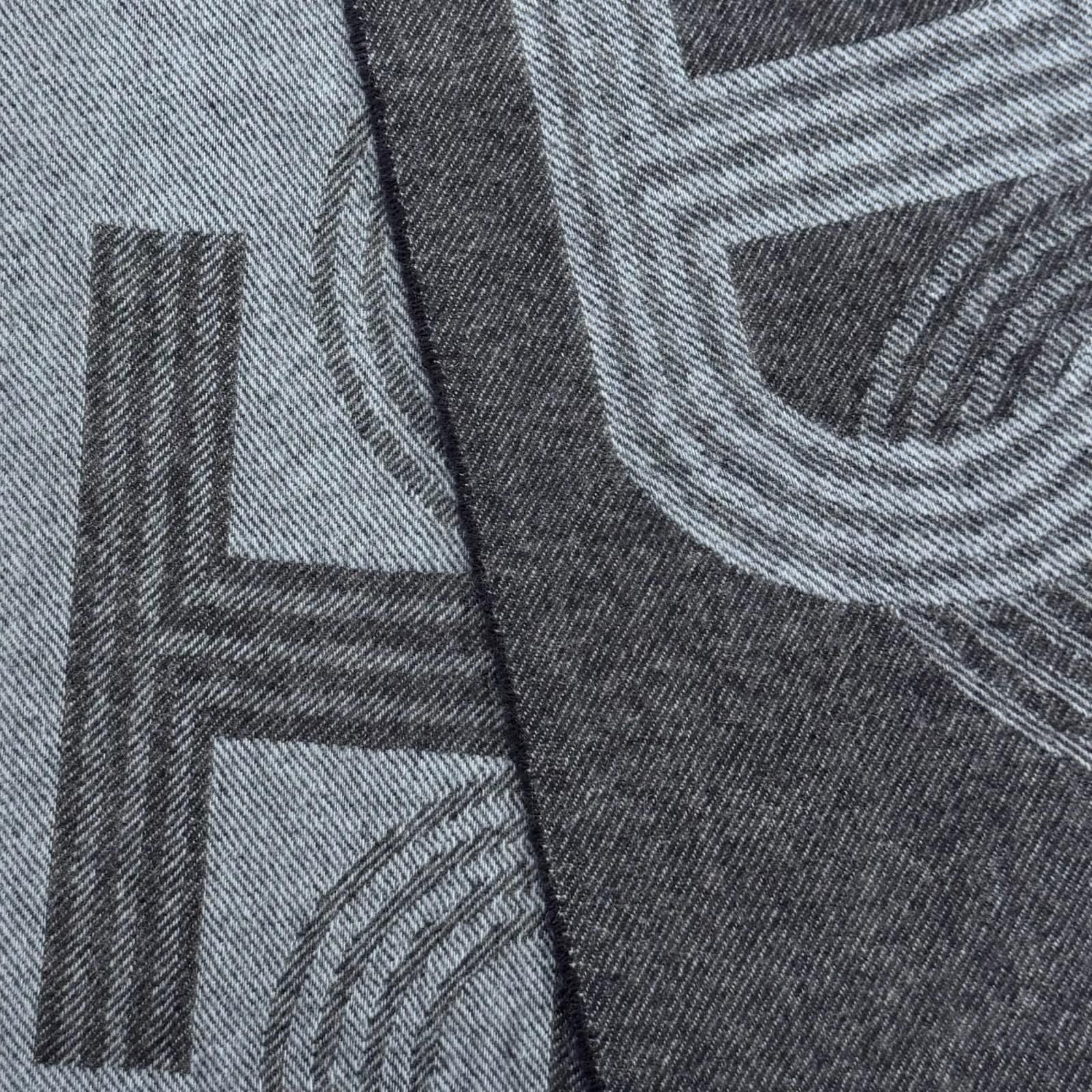 Hermes No 24 Circuit Cashmere Chaine D'ancre Circle Logo Fringe Scarf Shawl Blue — view 4
