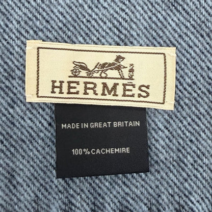 Hermes No 24 Circuit Cashmere Chaine D'ancre Circle Logo Fringe Scarf Shawl Blue — view 7