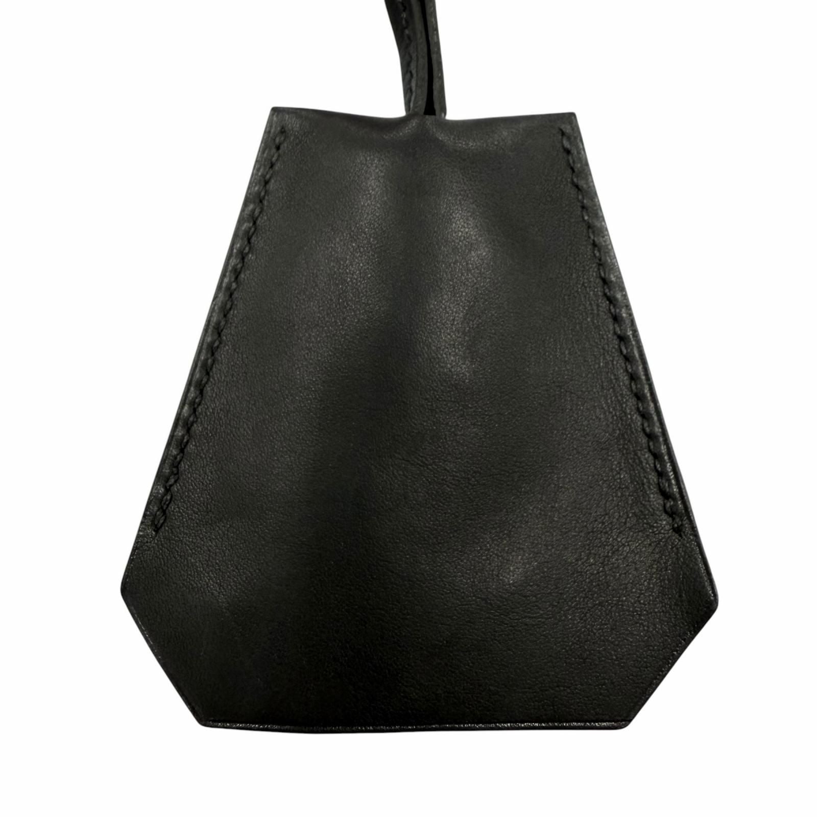 Hermes Leather Silver Martin Margiela Era Clochette Necklace Black