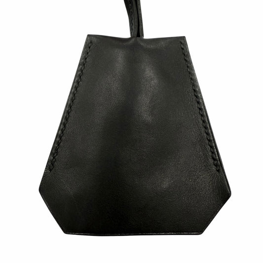 Hermes Leather Silver Martin Margiela Era Clochette Necklace Black