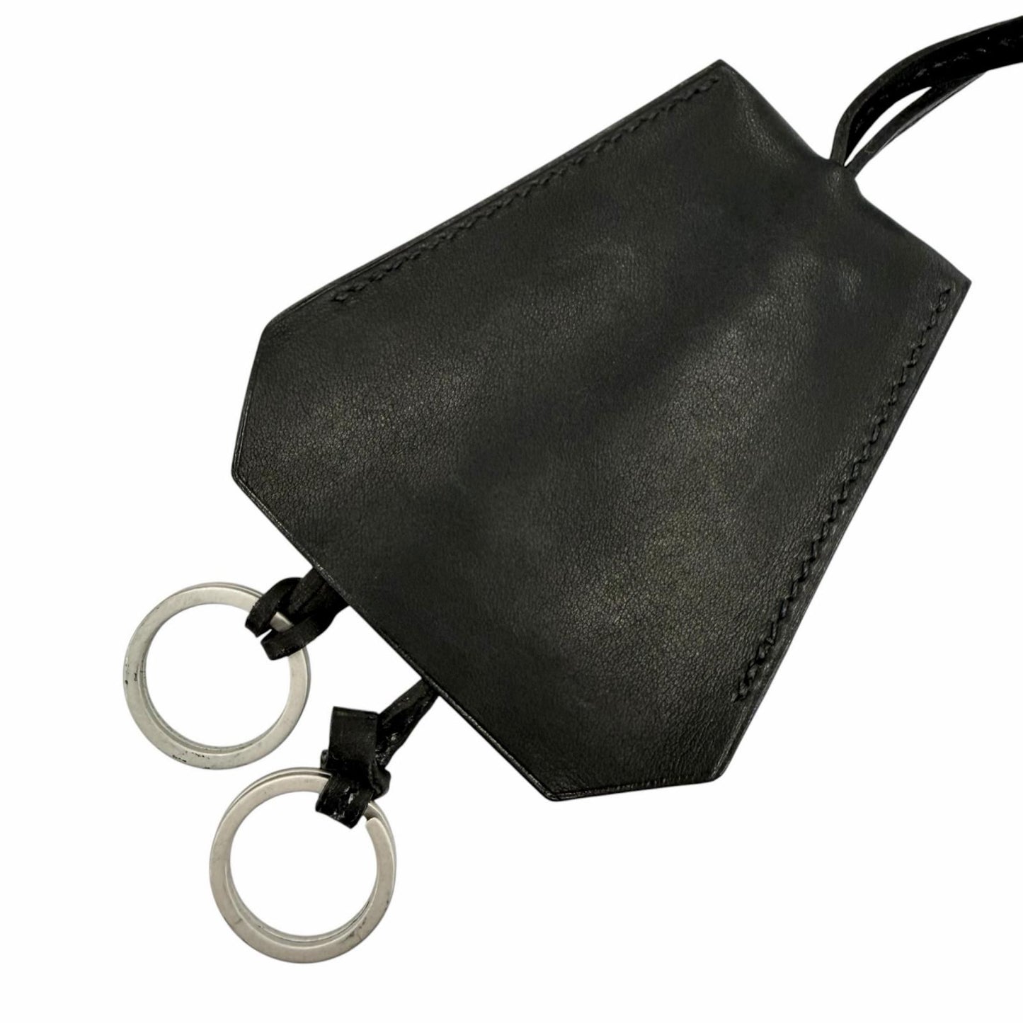 Hermes Leather Silver Martin Margiela Era Clochette Necklace Black — view 6