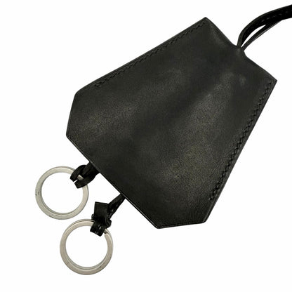 Hermes Leather Silver Martin Margiela Era Clochette Necklace Black — view 6