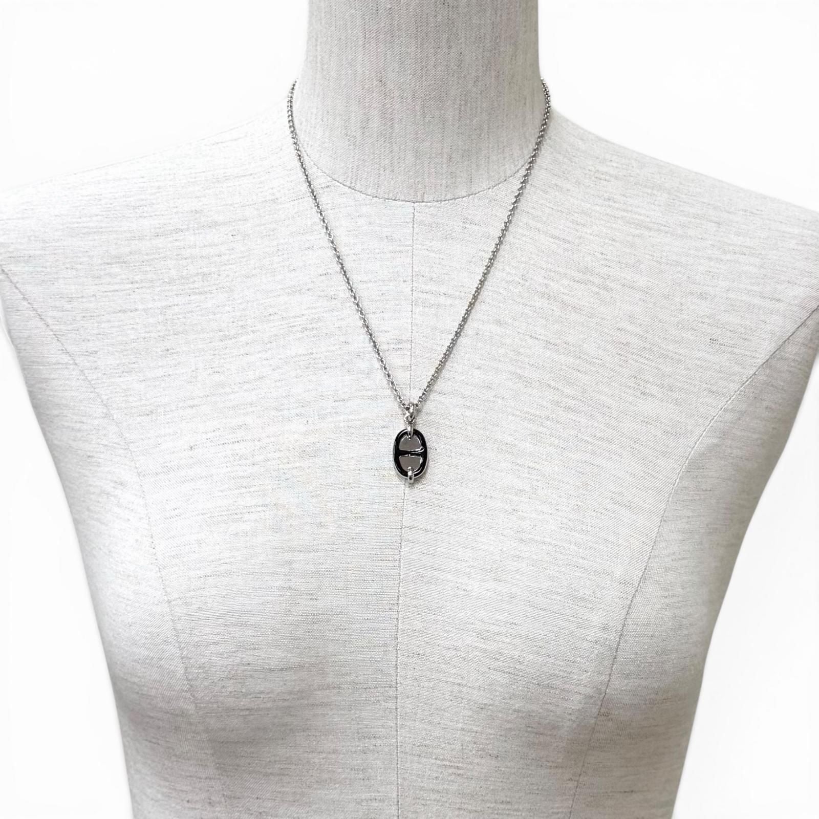 Hermes Pendant Mini Maillon PM Necklace Silver Black — view 4