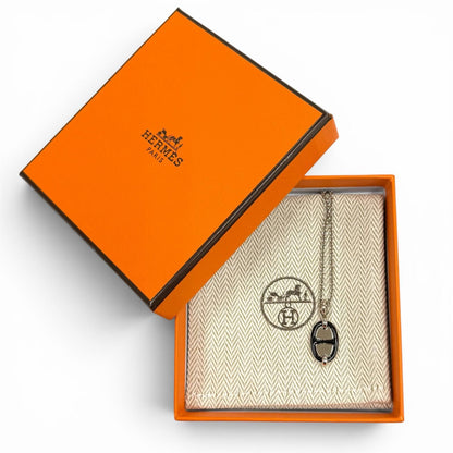 Hermes Pendant Mini Maillon PM Necklace Silver Black — view 2