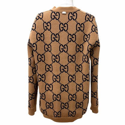 Gucci Wool Blend Reversible Check Jumbo GG Oversize Knit Cardigan Brown XS — view 7