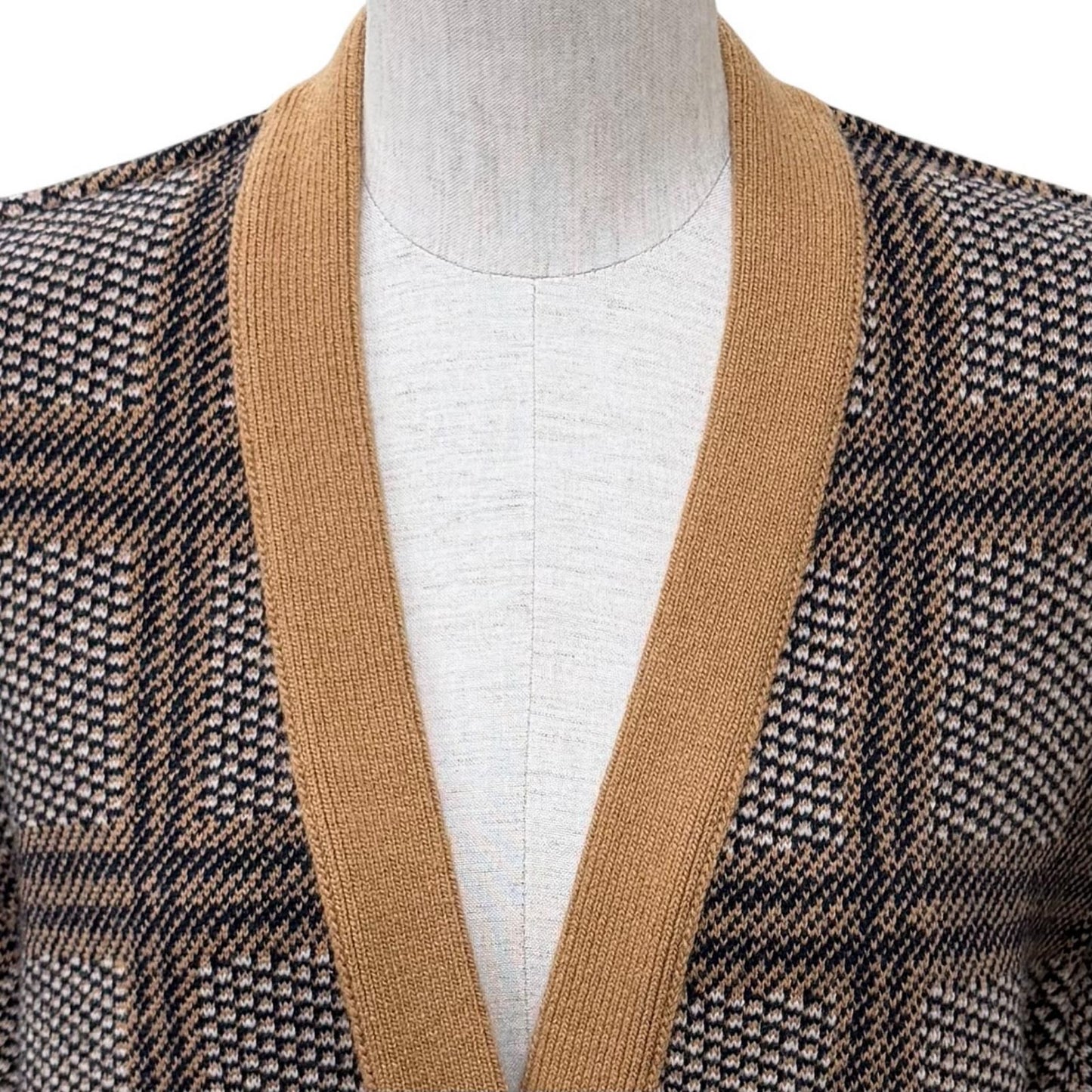 Gucci Wool Blend Reversible Check Jumbo GG Oversize Knit Cardigan Brown XS — view 5