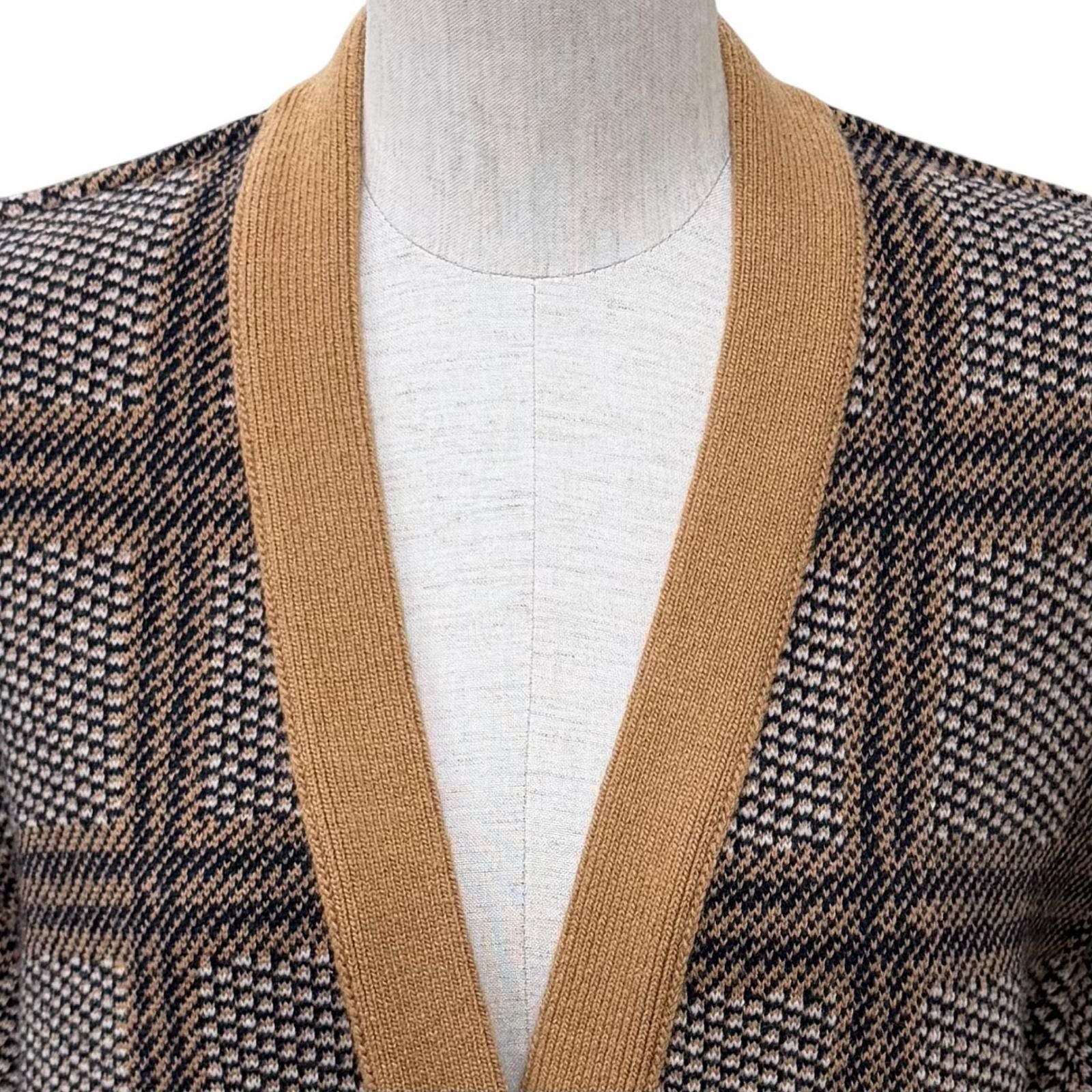 Gucci Wool Blend Reversible Check Jumbo GG Oversize Knit Cardigan Brown XS — view 5