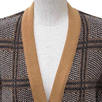 Gucci Wool Blend Reversible Check Jumbo GG Oversize Knit Cardigan Brown XS — view 5