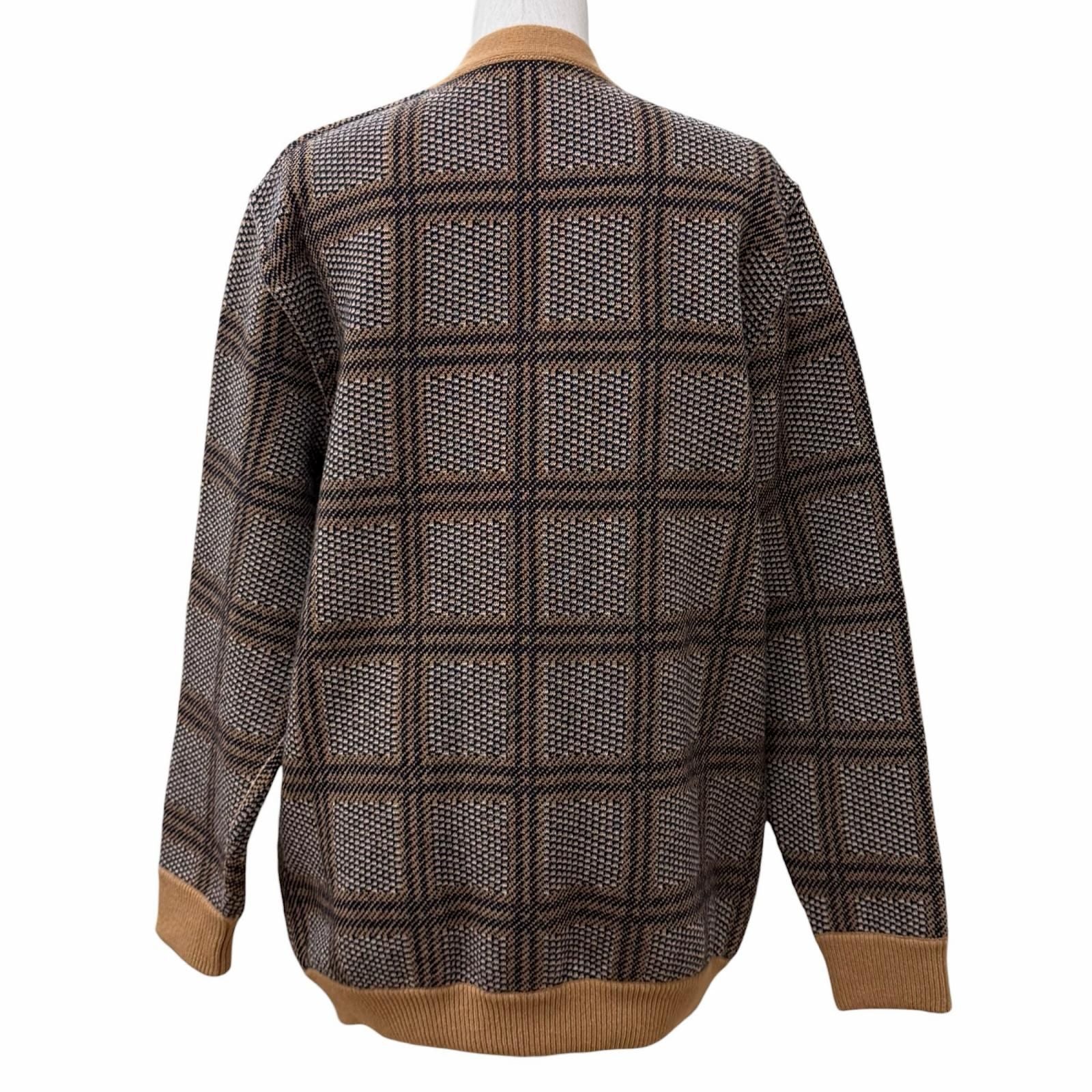 Gucci Wool Blend Reversible Check Jumbo GG Oversize Knit Cardigan Brown XS — view 4