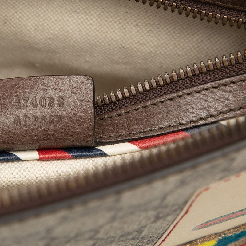 Gucci GG Supreme Courier Patch Shoulder Bag Clutch 2-Way Beige Multicolor — view 6