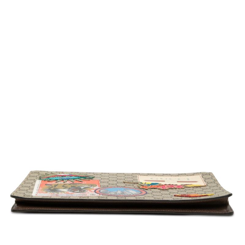 Gucci GG Supreme Courier Patch Shoulder Bag Clutch 2-Way Beige Multicolor — view 3