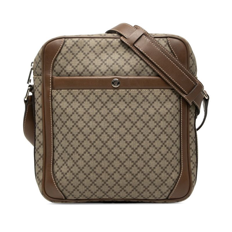 Gucci Diamante Shoulder Bag Beige Brown Leather