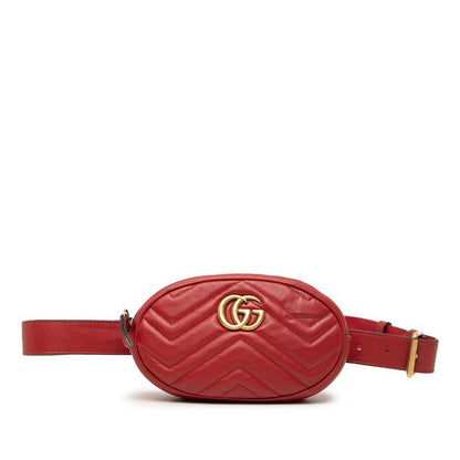 Gucci GG Marmont Quilted Belt Bag Red Leather