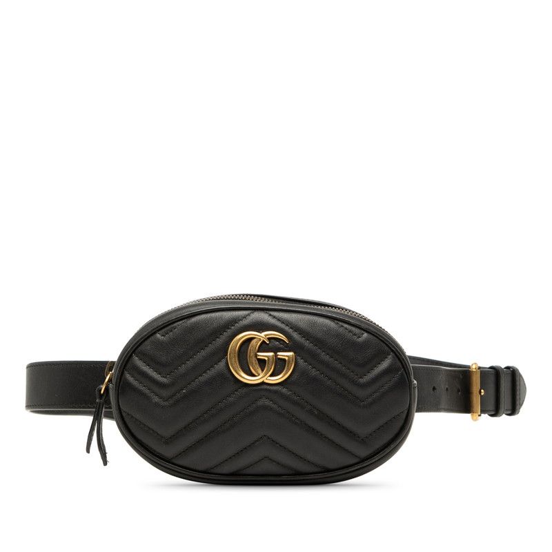 Gucci GG Marmont Quilted Belt Bag Black Leather