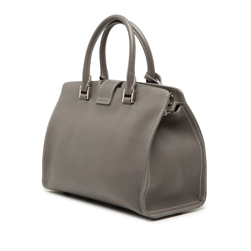 Saint Laurent YSL Logo Baby Cabas 2-Way Shoulder Bag Gray Leather — view 2