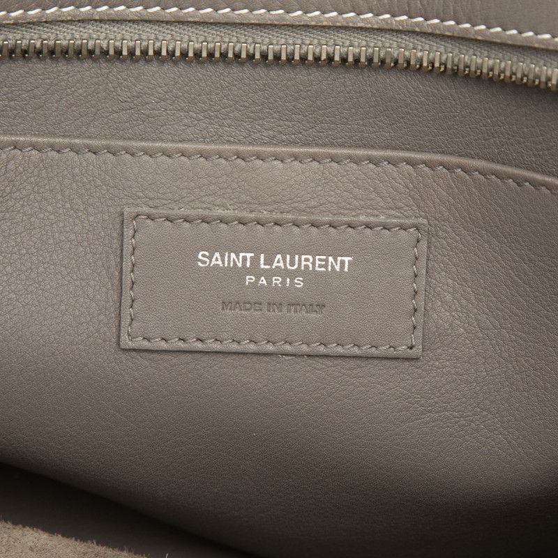 Saint Laurent YSL Logo Baby Cabas 2-Way Shoulder Bag Gray Leather — view 5