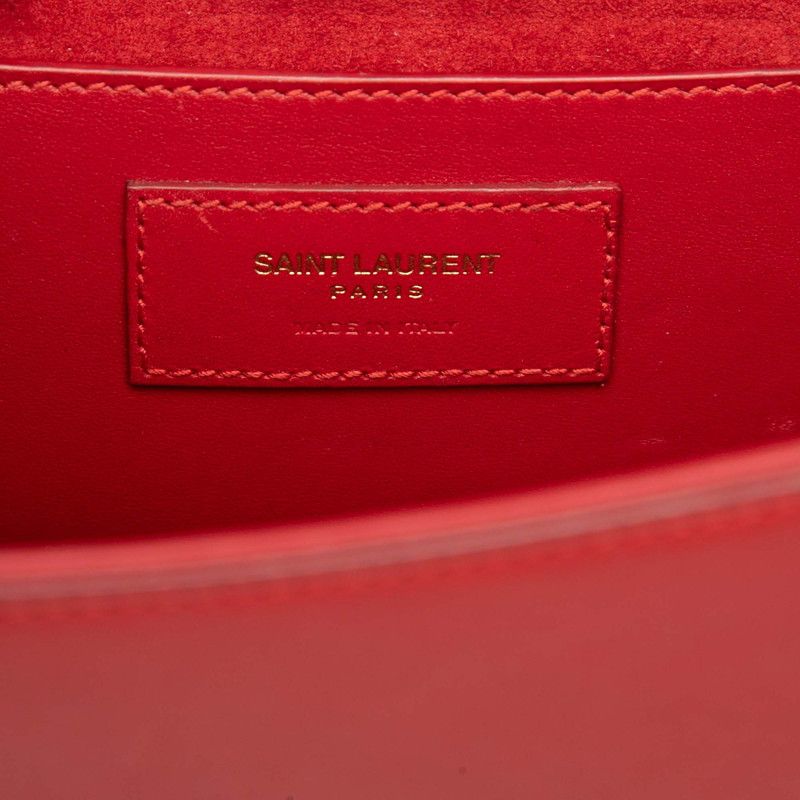 Saint Laurent Kate Tassel YSL Logo Chain Shoulder Bag Red Leather — view 5