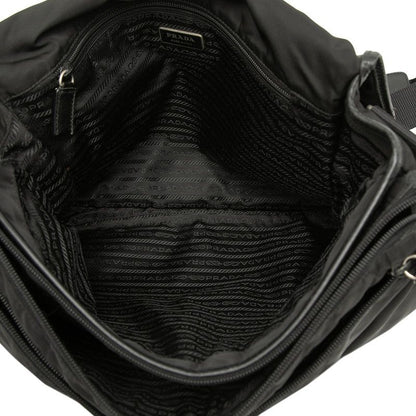 Prada Shoulder Bag Black Nylon Saffiano Leather — view 4