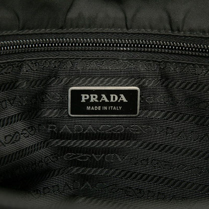 Prada Shoulder Bag Black Nylon Saffiano Leather — view 5