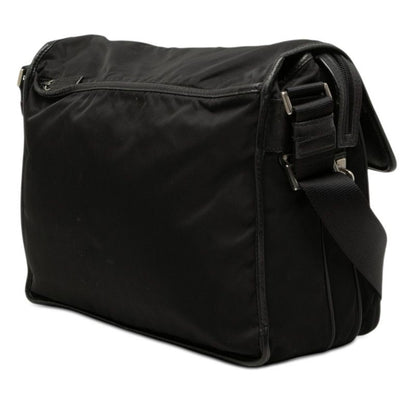 Prada Shoulder Bag Black Nylon Saffiano Leather — view 2