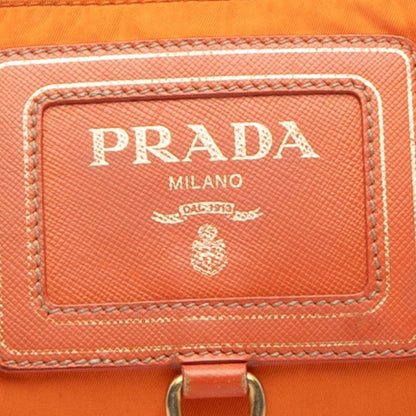 Prada Mini Shoulder Bag Orange Nylon Saffiano Leather — view 5