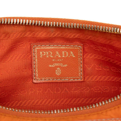 Prada Mini Shoulder Bag Orange Nylon Saffiano Leather — view 6