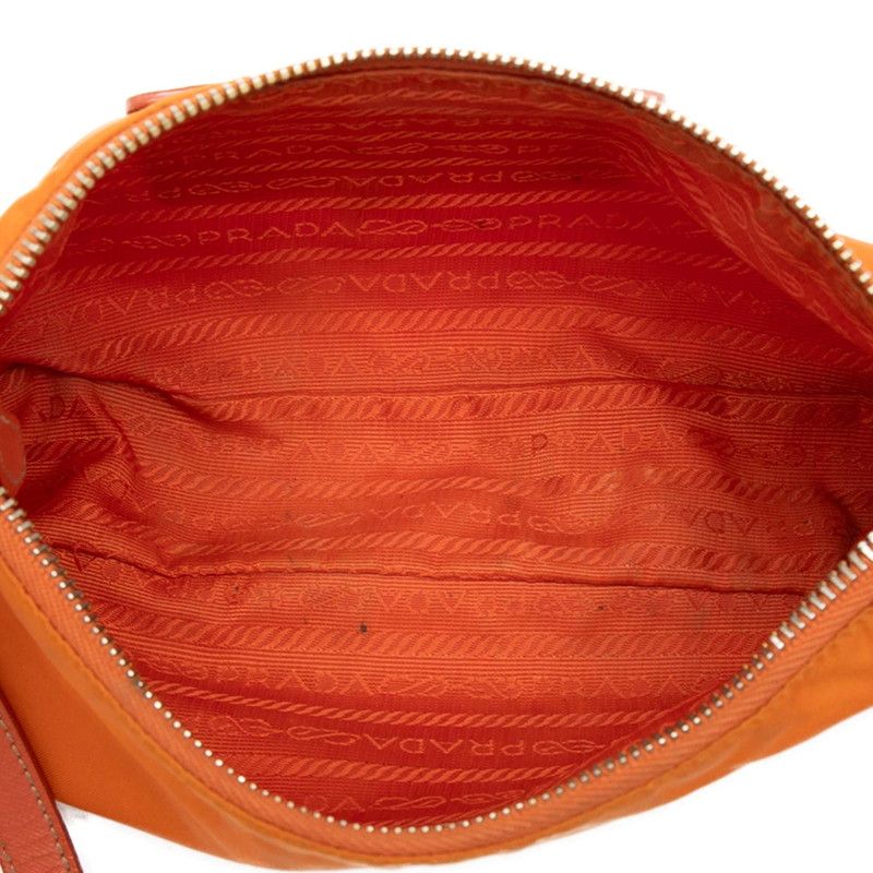 Prada Mini Shoulder Bag Orange Nylon Saffiano Leather — view 4