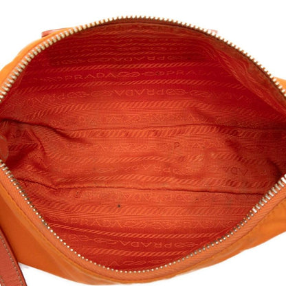 Prada Mini Shoulder Bag Orange Nylon Saffiano Leather — view 4