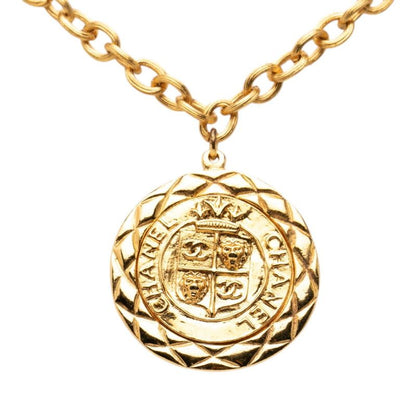 Chanel CC Logo Lion Crown Necklace Gold Plated