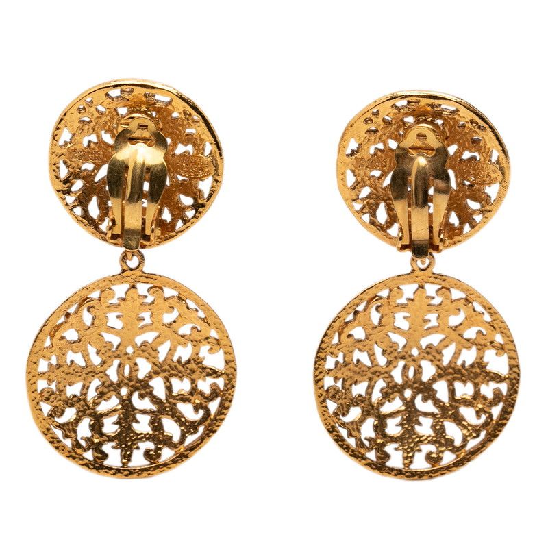 Chanel CC Logo Vintage Earrings Gold Plated — view 2