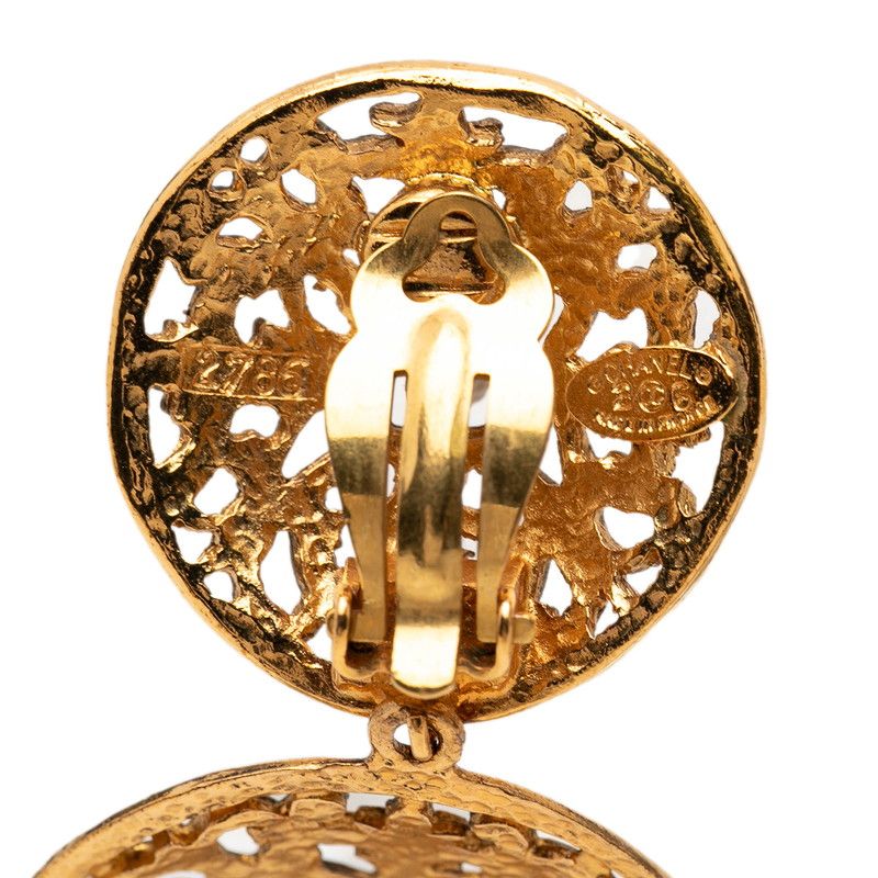 Chanel CC Logo Vintage Earrings Gold Plated — view 3