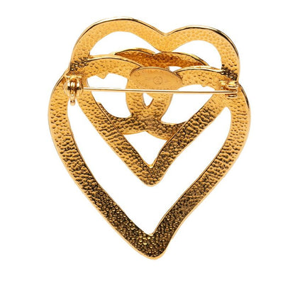 Chanel CC Logo Heart Motif Vintage Brooch Gold Plated — view 2