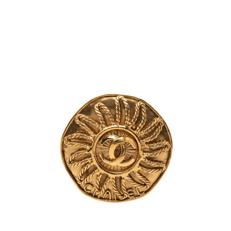 Chanel CC Logo Sun Vintage Brooch Gold Plated
