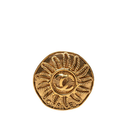 Chanel CC Logo Sun Vintage Brooch Gold Plated