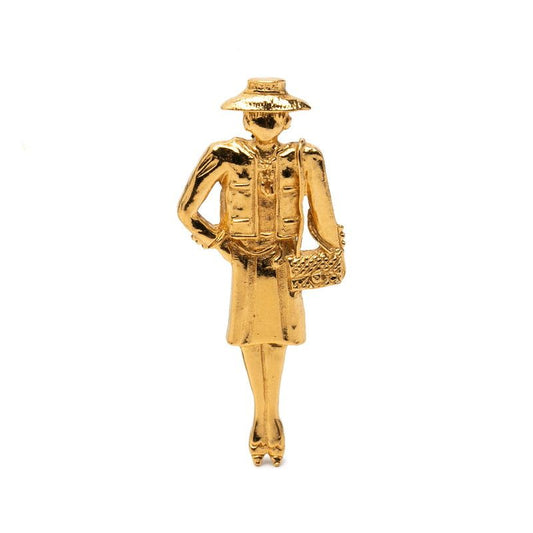 Chanel Mademoiselle Pin Brooch Gold Plated