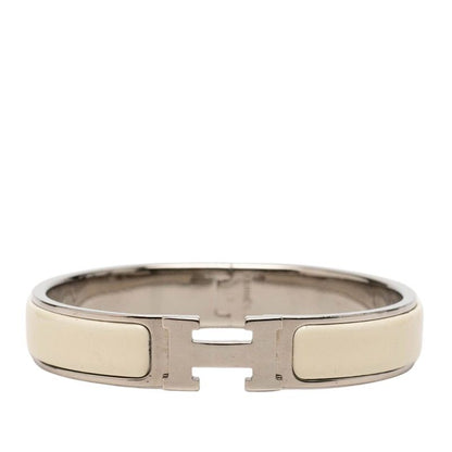 Hermes Click PM Bracelet Silver Ivory Metal Enamel