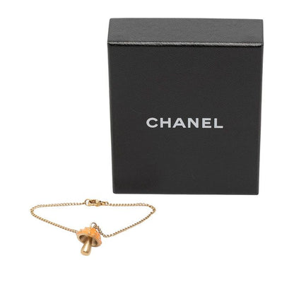 Chanel CC Logo Mushroom Bracelet Gold Orange Plated Enamel — view 6